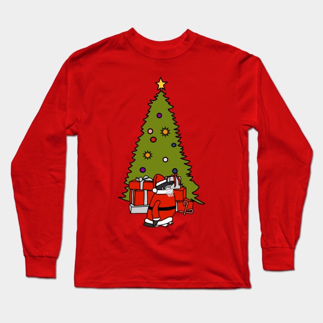 Penguin Dressed as Santa and Christmas Tree Long Sleeve T-Shirt by ellenhenryart